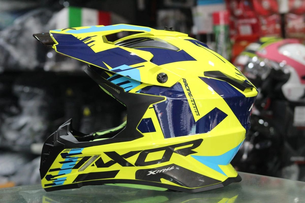 AXOR XCROSS X1 NEON YELLOW BLUE HELMET (OFFROAD HELMET)